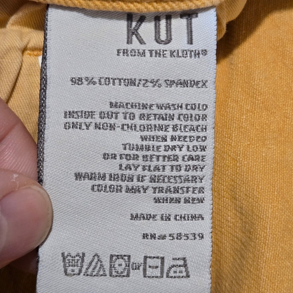KUT from the Kloth Charlotte High Rise Wide Leg Crop Jeans Mustard Yellow Size 4 - Picture 4 of 10
